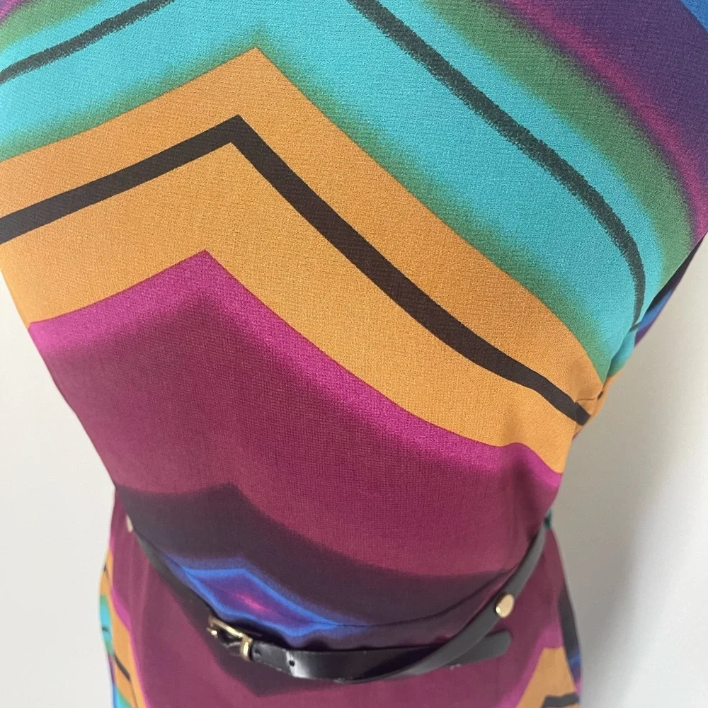 Multicolor Chevron Pattern Dress - Picture 6 of 7